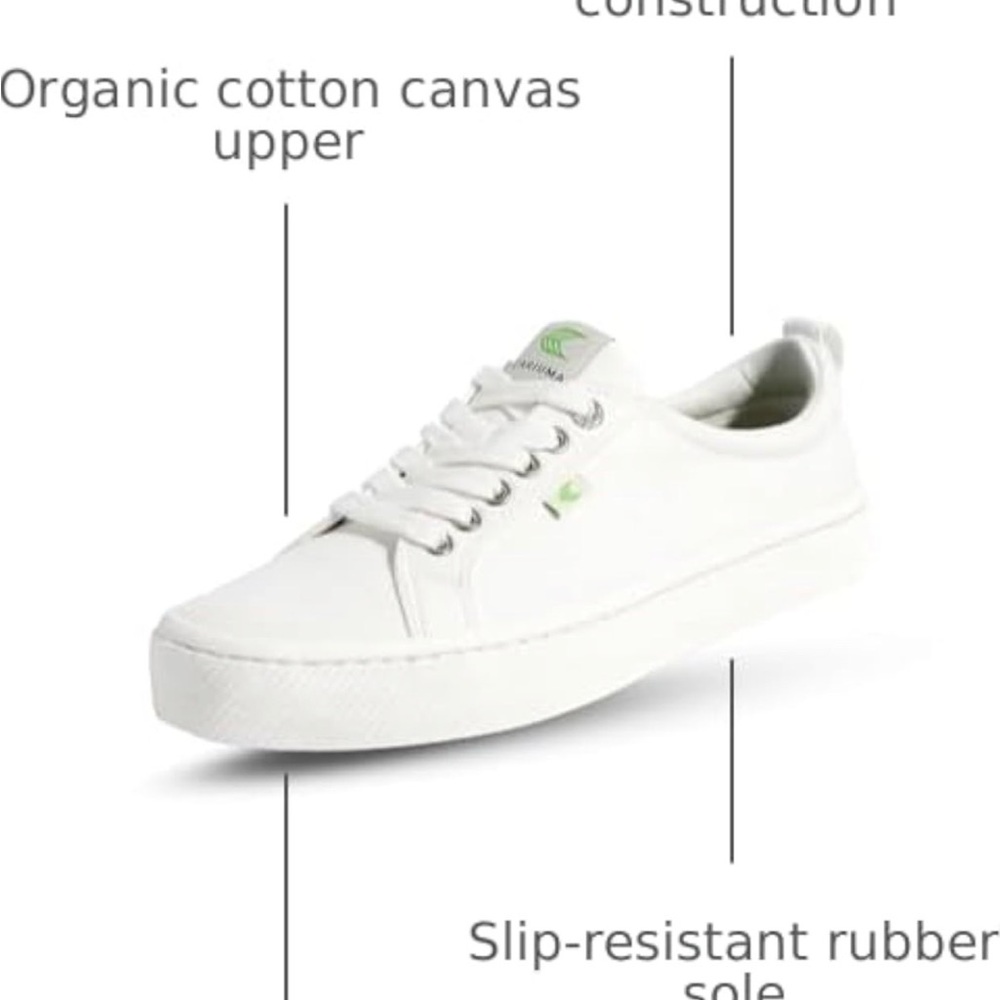 Cariuma White Low-Top Sneakers with Lime Green Insole - Picture 6 of 11